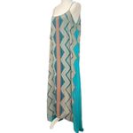 Bisou Bisou  Michelle Bohbot High-Low Maxi Dress Size 12 Teal Orange Sheer Summer Photo 1