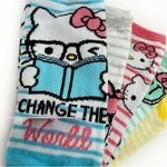 Hello Kitty  Womens No Show Socks Sanrio Cute Nerdy Girly Gift Colorful Striped Photo 2