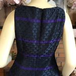 Carmen Marc Valvo PURPLE & BLACK HALF MOON PRINT TEXTURED FIT & FLARE DRESS (4) Photo 8