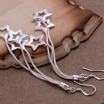 Hollow Stars Tassels Dangle Earring Silver Photo 2