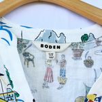 Boden USA BODEN | CLEO LINEN TIE WAIST DRESS IN IVORY AMALFI COAST PRINT SIZE 6 Photo 6