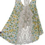 Free People  Yellow Floral High Low Crochet Inset Tank Top Flowy size XS Photo 8