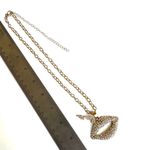 Rhinestone lips and love charm pendant necklace Gold Photo 4