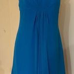 Alfred Angelo Marine Blue Sheer Baby Doll/Shift Midi Dress Sz 10 Draped … Photo 0