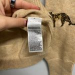 Chico's  Leopard Embroidered Sweater Animal Motif Tan Cheetah Crewneck Size Medium Photo 3