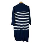 Loft NWT  Open Front Cardigan Womens M Navy Blue Striped 100% Cotton Coastal Photo 5