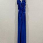 La Femme 28206 Cross Back Satin Jersey Trumpet Gown SZ 12 - Royal Blue - NWOT Photo 1