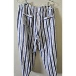Per Se Striped Linen Blend Drawstring Waist Casual Pants 1X Photo 3