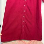 Vintage 90s FADS Corduroy Shirt Dress Sz 14 Red Button Front Long Sleeves Photo 7
