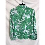 AQUA  Tropical Print Button Down Shirt - Green Palm Leaf Blouse - Size S‎ Photo 5