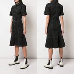 Proenza Schouler  Black Short Sleeve Collared Denim Dress Photo 9