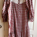 Victoria's Secret Vintage Victoria Secret Plaid Lace Nightgown Sz L Peasant Prairie Cottage Photo 0