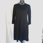 J Jill Black Ponte Bell Cuff LBD Classic Shift Neutral Minimalist Dress Sz Small Photo 10