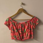 Forever 21  Coral Tomato Red Tropical Floral Print Crop Top Size M GUC Photo 9