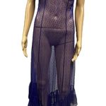 Vintage Blue Violet Lace Mesh Ruffled Spag Strap Padded Slip Dress Chemise M Purple Size M Photo 6