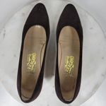 Salvatore Ferragamo  Pumps Womens 9.5 AA Brown Calf Leather Block Kitten Heel Photo 5