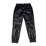 Anthropologie  Women's Small Black Sleek Faux Leather‎ Elastic Waist Joggers Photo 4