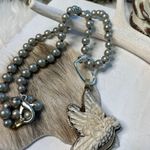 Handcrafted Tibetan Bone Dove On Navajo Pearl Necklace Silver Photo 3