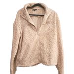 Bebe NWT Women's Polar Fleece Full Zip Jacket Ivory Leopard Photo 3