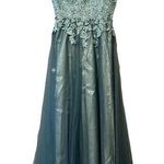 JAEDEN formal green a line v neck floral tulle dress prom wedding bridesmaid NWT Size undefined Photo 0