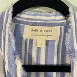 Cloth & Stone Blue Striped Linen Blend Long Sleeve Coastal Shirt Dress Size L Photo 2