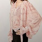 Free People NWT  Stars Align Print Tie Neck Top X-Small, BALLET COMBO Photo 1