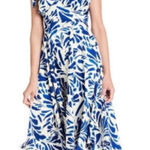 Alexis  x‎ Target Women’s XS Sleeveless Elegant Floral Midi Cocktail Blue Dress Photo 0