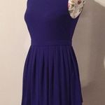 Forever 21 Royal Cobalt Blue Pleated Sleeveless Mini Skater Tennis Scuba Dress Photo 1