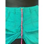 Chico's  1 Linen Blend Bermuda Shorts Women's‎ Small Kelly Green Roll Tab Hem Prep Photo 8