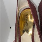 Michael Kors  Milan Platform Peep Toe Heels Burgundy Snakeskin Print Women’s 9 Photo 2