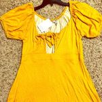 Love, Fire  Tie Front Sun Dress, Mustard Yellow White Size S NWT Photo 3