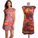 Trina Turk Felana Shift Dress Floral Paisley Print Multicolor Red Size 4 Photo 1