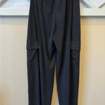 ZARA  Womens black‎ Cargo pants sz Medium  Full Length Elastic Waist Photo 2