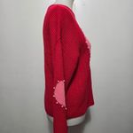 INC International Concepts Heart Color Block Pearl Detail Sweater Red Photo 4