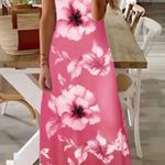 Long Sleeveless Spaghetti Strap Floral Print SlingBack Dress Xl This long sleeveless spaghetti strap floral print dress in XL size is perfect for women looking for a stylish and feminine look. The pink floral pattern adds a touch of elegance, while the spaghetti straps and slingback design give it a trendy and chic flair. The maxi length makes it ideal for both casual and formal occasions, making it a versatile addition to any wardrobe. Photo 1
