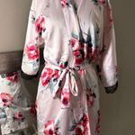 Apt. 9  Satin Pink and Red Floral Kimono Robe Photo 1