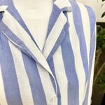 Japna Womens Blue White Striped Button Up Tie Shirt Photo 6