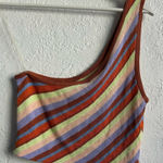 27 Miles One Shoulder Striped Asymmetrical Women Top Brown Photo 0