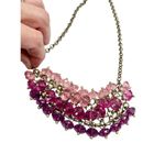 Rose pink and violet crystal layered beaded bib necklace statement necklace Photo 2