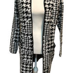 Nine West Women's XS Houndstooth Open Front Long Cardigan Black White Photo 0