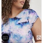 Torrid  Purple Blue‎ Pink Waves One Piece Wireless Modest Swimsuit Size 4X Photo 2