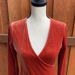 Madewell Rust Orange Velour Faux Wrap Long Sleeve Bodysuit Size S Photo 1