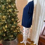 Soma Cool Nights Pajama Set Navy Scoop Neck Top Abstract Print Pants Size Large Photo 4