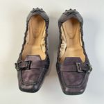 Tod's Leather Travel Ballet Flat With Roller Buckle Strap Size 7 Purple Photo 1