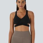 Halara  Low Support Crossover Hem Cut Out Racerback Yoga Pilates Sports Bra Blk S Photo 0