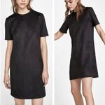 ZARA Faux Suede Leather Black Crew Neck Short Sleeve Mini T-Shirt Dress Sz L Photo 1