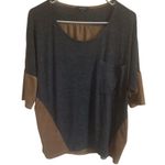 Drew women's size S oversized dark gray black and brown casual top suede Photo 0
