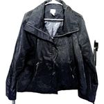 Chico's Womens Full Zip Jacket Size 2 Large Black Lightweight Drawstring neckline Photo 0