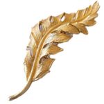 Vintage Coro 1961 Leaf Feather Gold Tone Statement Brooch Pin Costume Jewelry Photo 0