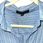 Velvet Heart Blue White Striped Button Up Pocketed Dress Small Photo 2